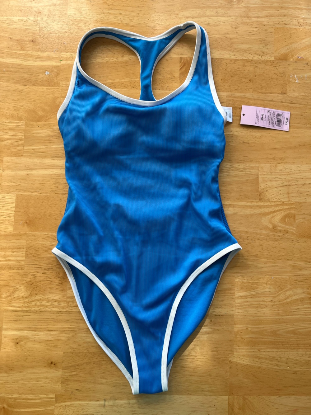 Wild Fable Blue One-Piece Swimsuit with White Trim